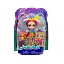 Enchantimals little sister : poupée peachy perroquet 10 cm et chatter - figurine animal, accessoires - mattel - hcf99