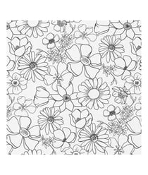 Tissu coton fleurs à colorier de 150 cm de largeur lycoblanc/noir vendu par 50 cm