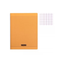 Cahier - A4 (21x29,7cm) - Grands carreaux - 48 pages - Polypro - sans spirale - Orange