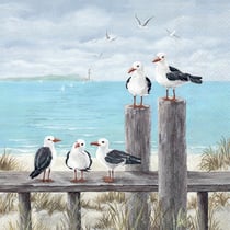 Lot de 4 serviettes en papier découpage collage 33 cm BORD DE MER M100