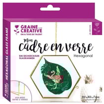 2 cadres en verre vintage - hexagone avec chaîne métallique - 15 x 13 cm