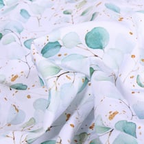Tissu Viscose Aqua Eucalyptus sur fond Blanc