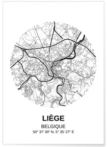 Affiche Carte Liège | A3 : 29,7x42cm