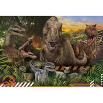 Puzzle jurassic world - dinosaure t-rex - velociraptor - 104 pieces - collection dino - clementoni - 27545