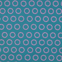 Tissu Polycoton  Rosace Pop fuchsia sur fond Bleu canard - Au mètre