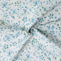 Tissu Coton imprimé Batik Aquaré sur fond Blanc cassé - Au mètre
