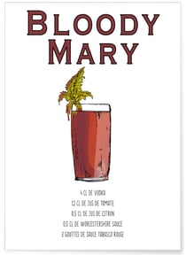 Affiche Cocktail Bloody Mary | A3 : 29,7x42cm