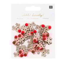 Confettis rennes en bois pailletés dorés