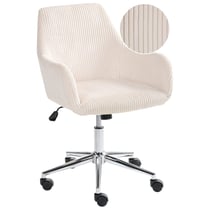 Chaise de Bureau Beige Clair en Velours Côtelé Pivotante Assise et Dossier Hauteur Réglable Style Moderne