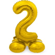 Ballon Aluminium avec base Chiffre 2 Doré - 72 cm