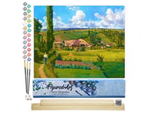 Peinture par Numéro Figured'Art - Paysage aux Pâtis - Camille Pissarro - Kit de Loisir Créatif DIY Numéro d'Art Complet - 40x50cm toile roulée + châssis en bois à monter