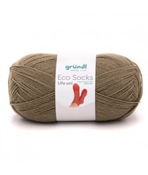Laine à chaussettes à tricoter ECO SOCKS LIFE UNI - 100 GR - Grundl - certifiée Oeko-Tex 04 Marron