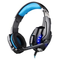 Casque Gaming Stéréo Jeu Volume Micro Omnidirectionnel LED Jack 3.5Mm Bleu Noir YONIS
