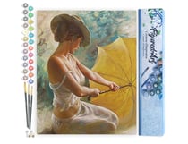 Peinture par Numéro Figured'Art - Jeune Femme au Parapluie - Kit de Loisir Créatif DIY Numéro d'Art Complet - 40x50cm sans châssis en bois