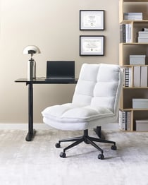 Fauteuil de Bureau Blanc en Bouclé Siège Inclinable Réglable en Hauteur Rembourrage Épais Pivotant