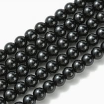 Fil de 80 perles rondes en verre nacré fabrication bijoux 10 mm NOIR