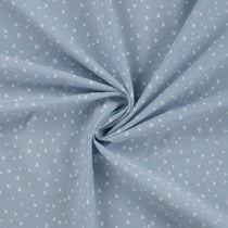 Tissu Popeline de  Coton  cœurs blancs Zivy sur fond Bleu gris - Au mètre