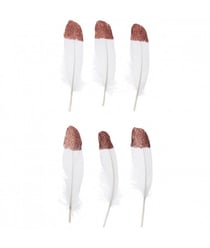 Grandes Plumes Fantaisies 18 cm X 6 pièces - Rico Design Blancor Rose blanc