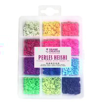 2 boîtes de perles Heishi x 12 couleurs fluo