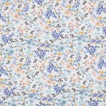 Tissu Voile de Coton fleurs Eglantine sur fond Blanc cassé - Au mètre