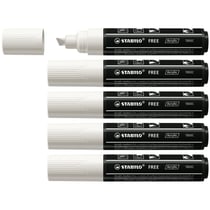 Lot de 5 marqueurs peinture acrylique pointe large biseautée 4-10mm - STABILO - Blanc - FREE