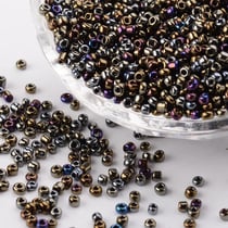 1000 Perles de rocaille noir / bronze ø 2 mm 12/0 - creation bijoux
