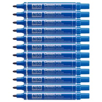 Marqueur permanent - PENTEL - Pointe ogive 1,5 mm - Corps aluminium - Bleu - Lot de 12