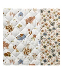 Tissu enfant matelassé coton animaux de la ferme de 145 cm de largeur PICOTBLANC vendu par 50 cm