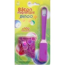 Baton magnetique bingo fushia + 100 pions de loto - ramasse pions - lotoquine