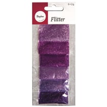 Poudre de paillettes Mélange - , violet, 6 couleurs à 2g, 12g
