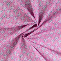 Tissu Voile de Coton Amara motifs vintage sur fond Rose pastel