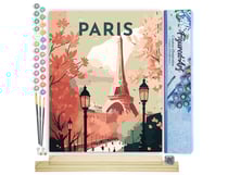 Peinture par Numéro Figured'Art - Affiche Vintage Paris 2 - Kit de Loisir Créatif DIY Numéro d'Art Complet - 40x50cm toile roulée + châssis en bois à monter