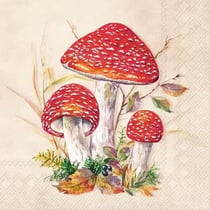 4 serviettes en papier découpage collage 33 cm CHAMPIGNON AUTOMNE N 103