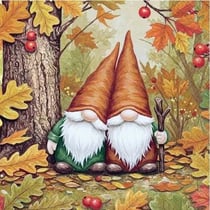 4 serviettes en papier découpage collage 33 cm GNOMES FORET AUTOMNE D 101