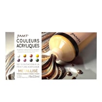 Peinture acrylique - Couleurs métallisées - 8 tubes de 22ml - Set d'initiation - AMT