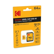 KODAK Carte Micro SDHC 64 Go + Adaptateur – Vitesse Élevée, Stockage Fiable pour Smartphones, Tablettes, Caméras et GPS