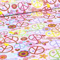 Tissu Bengaline Peace sur fond Blanc