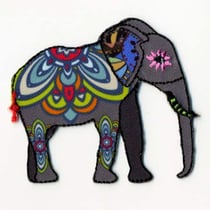 Lot de 3 écussons thermocollants éléphant fleuri arabesque 6.3cm