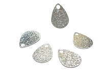 4 Breloques sequins forme goutte argenté pailleté 14*10mm