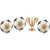 4 Ballons Aluminium Hélium Guirlandes + Ballons de Foot