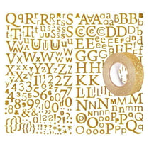 Alphabet autocollant paillettes doré + masking tape doré à paillettes 5 m