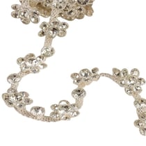 Galon fleurs pierre 15mm argent au mètre
