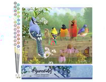 Peinture par Numéro Figured'Art - Oiseaux sur la barrière - Kit de Loisir Créatif DIY Numéro d'Art Complet - 40x50cm sans châssis en bois