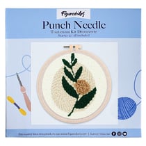 Figured'Art Punch Needle Kit Complet pour Adultes et Enfants - Branche fleurie - Parfait pour Débutant. Set prêt à broder taille 20x20cm avec cadre circulaire