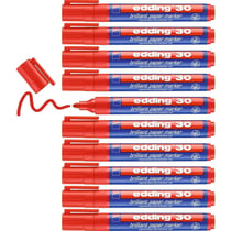 Lot de 10 Marqueur permanent EDDING - Rouge - Pointe ronde 1,5-3 mm - Encre brillante