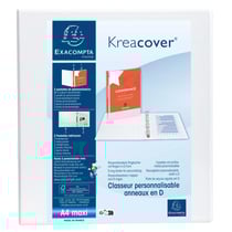Classeur PP personnalisable Kreacover - 4 anneaux en D 50mm - A4 maxi - Blanc - x 10 - Exacompta