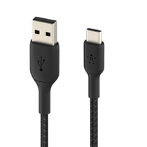 Câble USB vers USB-C 18W Nylon Tressé 2m Charge et Synchro Belkin noir