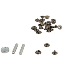 8 boutons pressions 15mm tissus lourds et outil noir