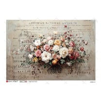 1 feuille de papier de riz 22.5 x 32 cm découpage collage Paper Designs BOUQUET DE FLEUR 0438