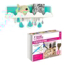 Coffret pyrogravure + étagère murale bois Nuage